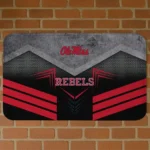 Ole Miss Rebels Chevron Points Red Black Doormat