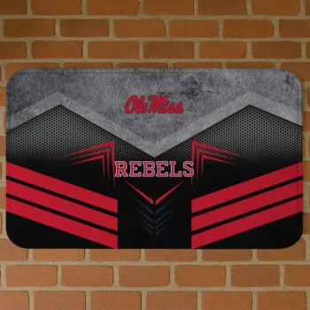 Ole Miss Rebels Chevron Points Red Black Doormat
