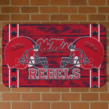 Ole Miss Rebels Helmet Illustration Red Doormat