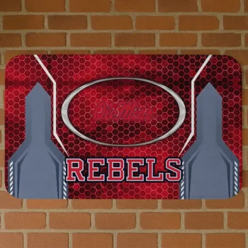 Ole Miss Rebels Hexagon Oval Red Doormat
