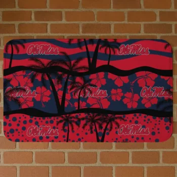 Ole Miss Rebels Palm Silhouette Red Black Doormat