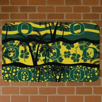 Oregon Ducks Palm Silhouette Green Black Doormat