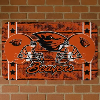Oregon State Beavers Helmet Illustration Orange Doormat