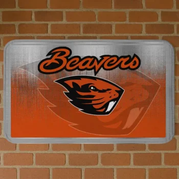 Oregon State Beavers Pixel Blur Orange Doormat