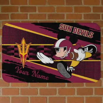 Personalized Arizona State Sun Devils Mickey Quarterback Maroon Black Doormat