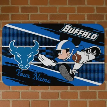 Personalized Buffalo Bulls Mickey Quarterback Royal Blue Black Doormat