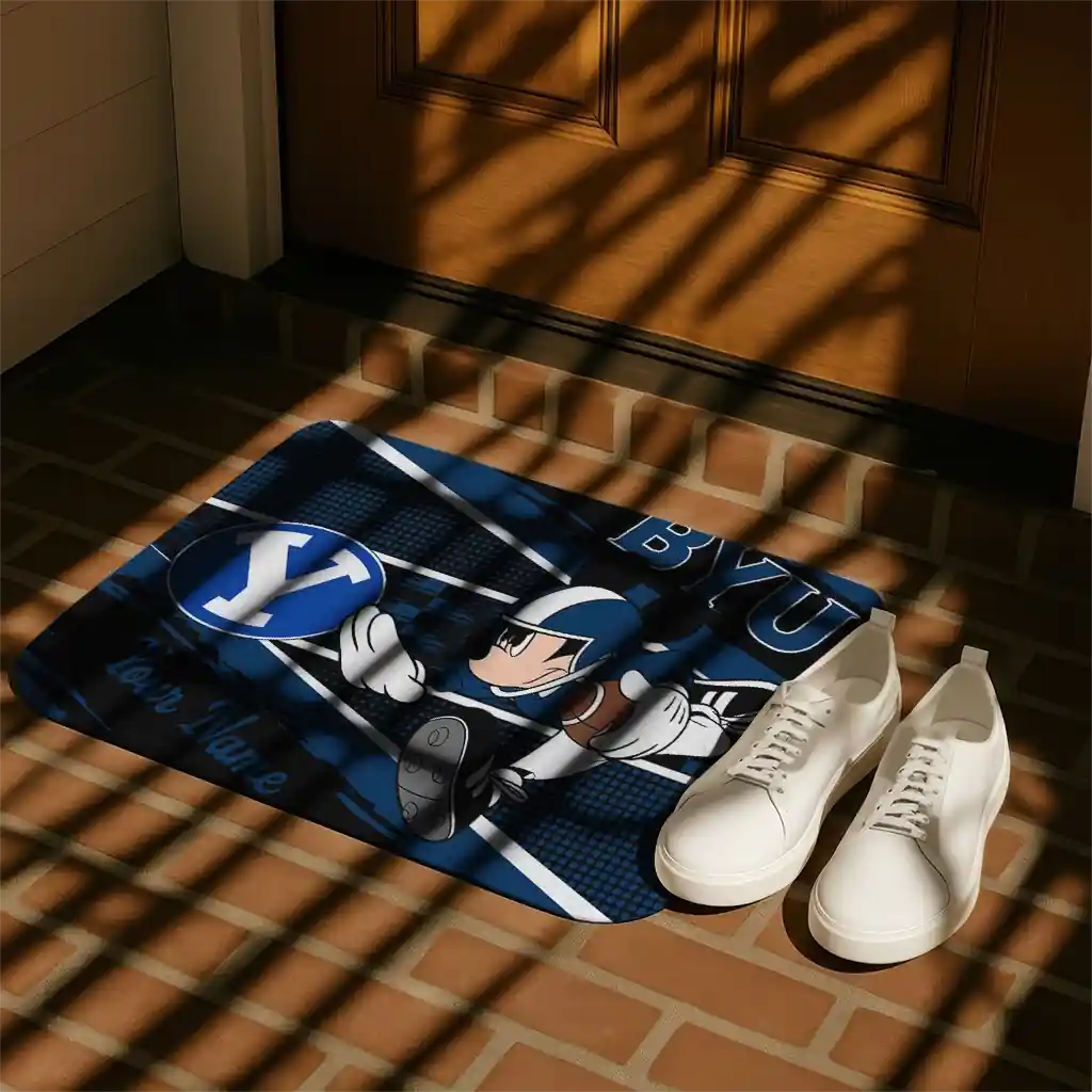 personalized-byu-cougars-mickey-quarterback-blue-black-doormat-trendy.webp