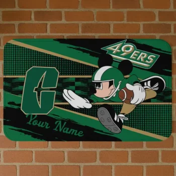 Personalized Charlotte 49ers Mickey Quarterback Green Black Doormat