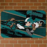 Personalized Coastal Carolina Chanticleers Mickey Quarterback Green Black Doormat