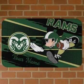 Personalized Colorado State Rams Mickey Quarterback Green Black Doormat
