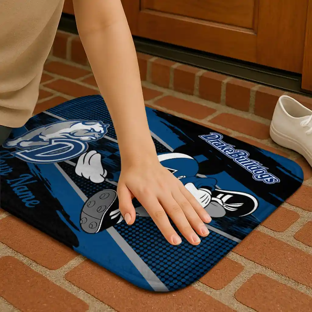 personalized-drake-bulldogs-mickey-quarterback-blue-black-doormat-premium-grade.webp
