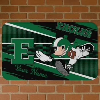Personalized Eastern Michigan Eagles Mickey Quarterback Green Black Doormat