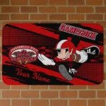 Personalized Jacksonville State Gamecocks Mickey Quarterback Red Black Doormat
