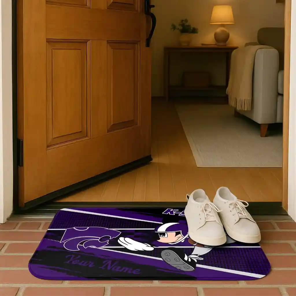 personalized-kansas-state-wildcats-mickey-quarterback-purple-black-doormat-fashion-forward.webp