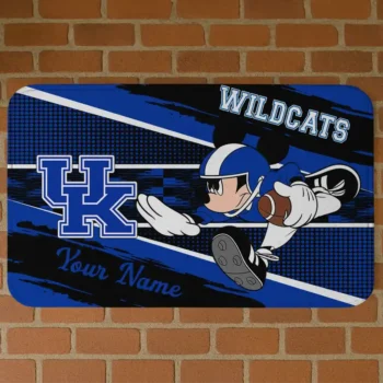 Personalized Kentucky Wildcats Mickey Quarterback Blue Black Doormat