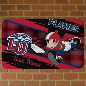 Personalized Liberty Flames Mickey Quarterback Red Black Doormat