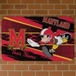 Personalized Maryland Terrapins Mickey Quarterback Red Black Doormat