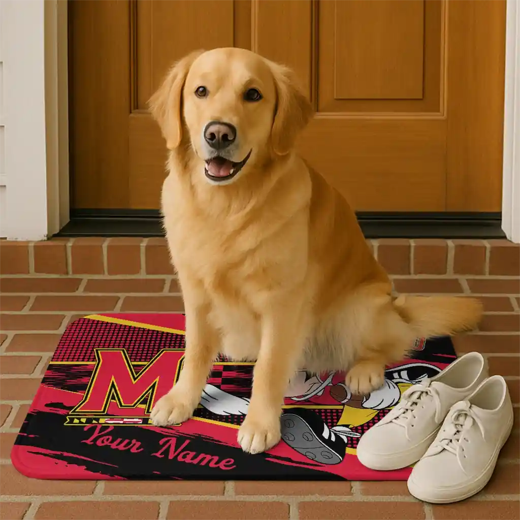 personalized-maryland-terrapins-mickey-quarterback-red-black-doormat-high-quality.webp