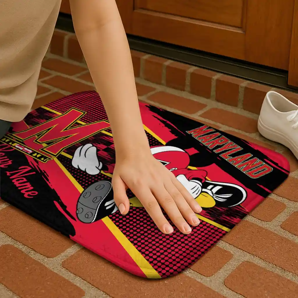 personalized-maryland-terrapins-mickey-quarterback-red-black-doormat-premium-grade.webp