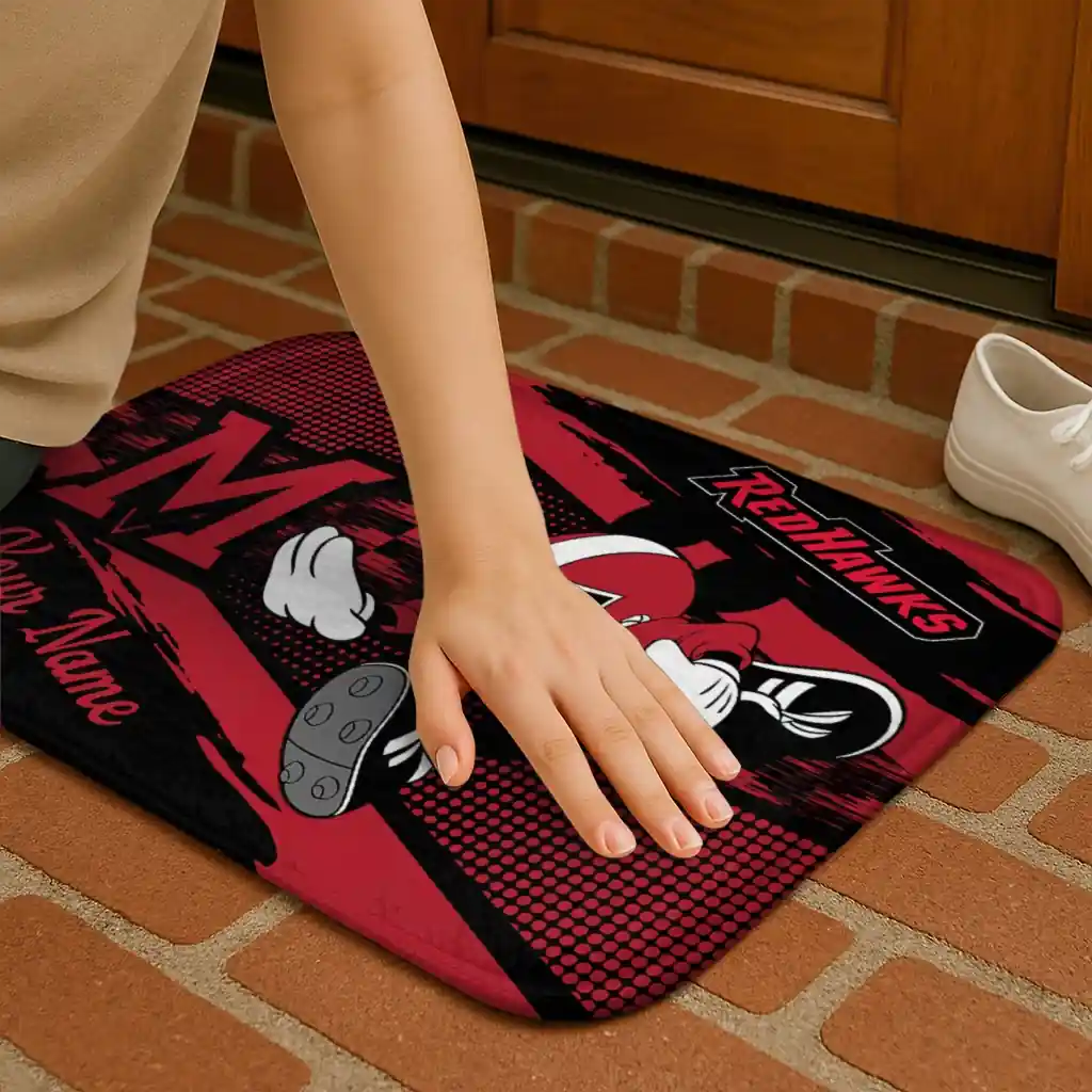 personalized-miami-redhawks-mickey-quarterback-red-black-doormat-premium-grade.webp