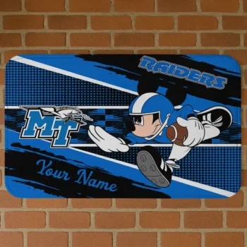 Personalized Middle Tennessee Blue Raiders Mickey Quarterback Blue Black Doormat