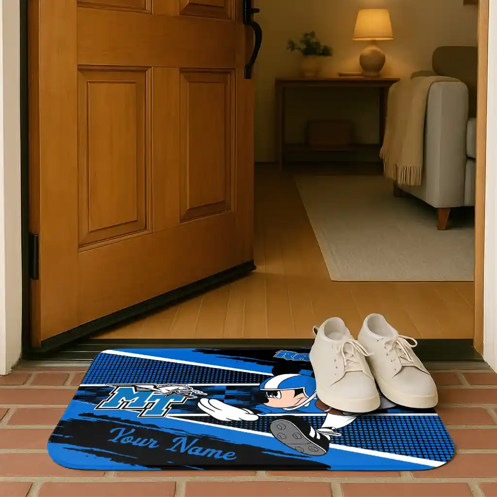 personalized-middle-tennessee-blue-raiders-mickey-quarterback-blue-black-doormat-fashion-forward.webp