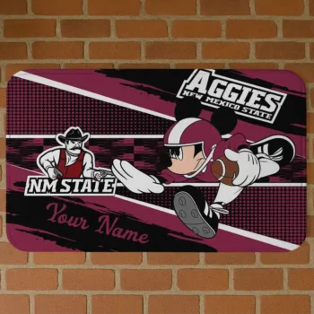 Personalized New Mexico State Aggies Mickey Quarterback Crimson Black Doormat