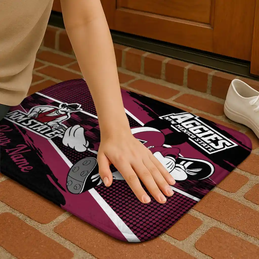 personalized-new-mexico-state-aggies-mickey-quarterback-crimson-black-doormat-premium-grade.webp