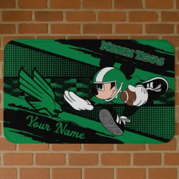 Personalized North Texas Mean Green Mickey Quarterback Green Black Doormat