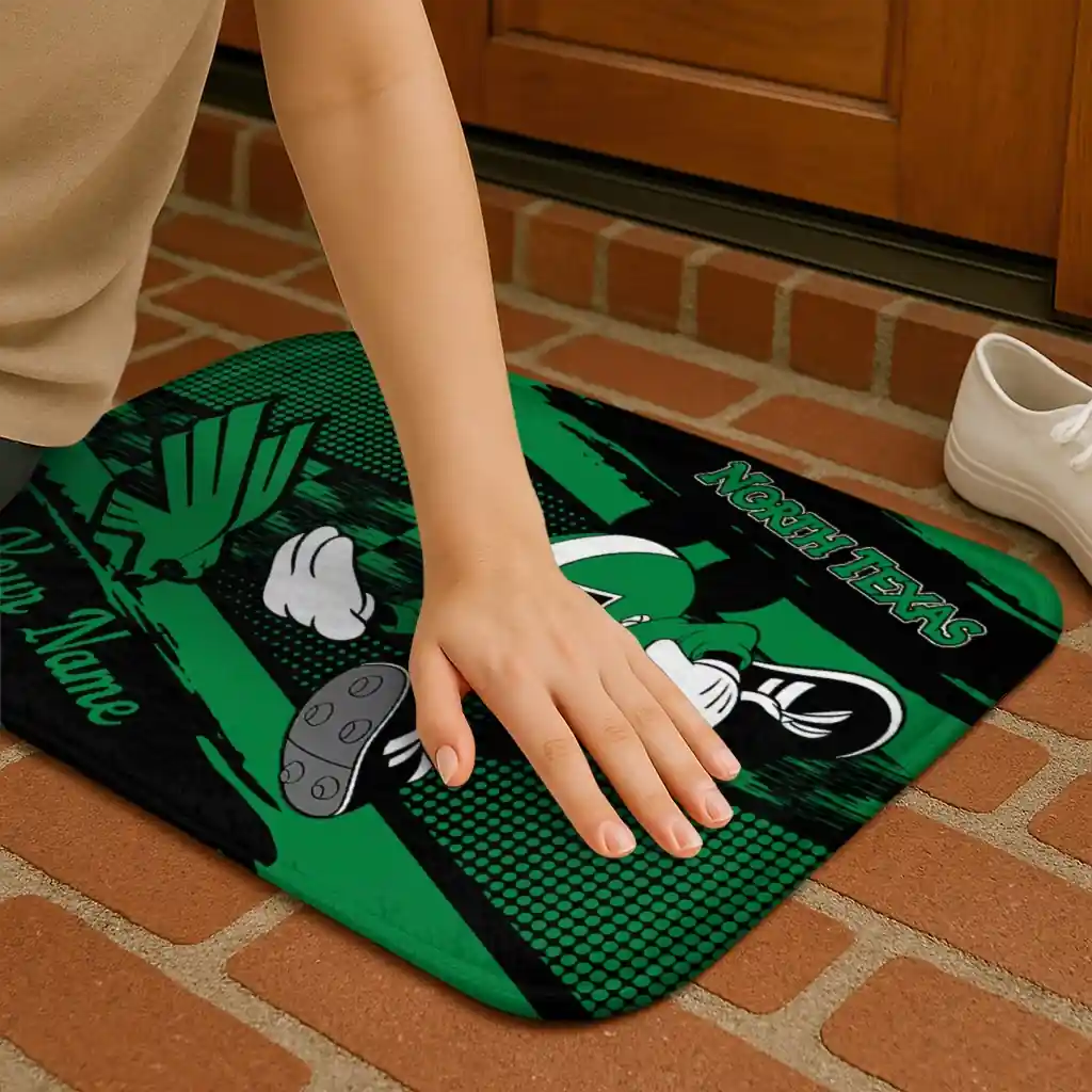 personalized-north-texas-mean-green-mickey-quarterback-green-black-doormat-premium-grade.webp