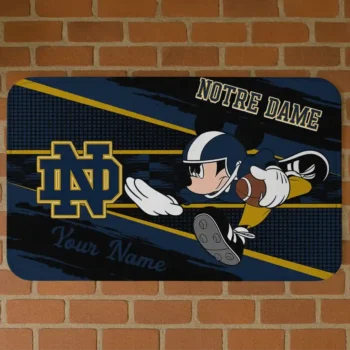 Personalized Notre Dame Fighting Irish Mickey Quarterback Navy Black Doormat