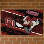 Personalized Oklahoma Sooners Mickey Quarterback Crimson Black Doormat