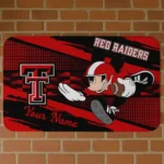 Personalized Texas Tech Red Raiders Mickey Quarterback Red Black Doormat