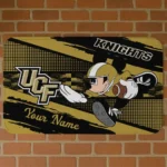 Personalized UCF Knights Mickey Quarterback Gold Black Doormat