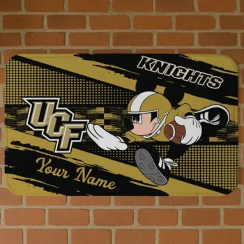 Personalized UCF Knights Mickey Quarterback Gold Black Doormat