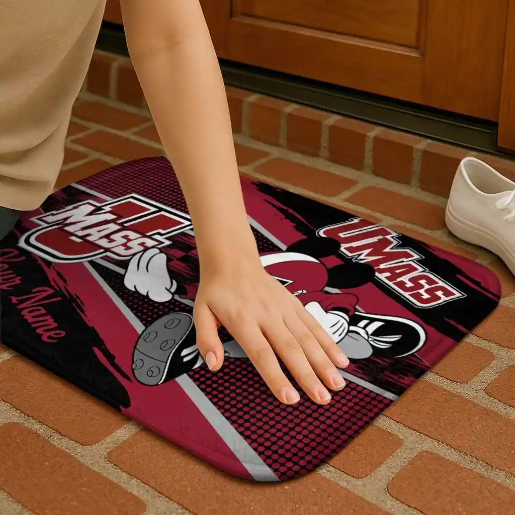 personalized-umass-minutemen-mickey-quarterback-red-black-doormat-premium-grade.webp