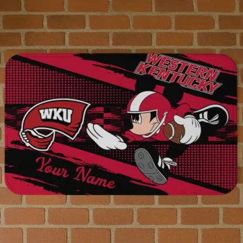 Personalized Western Kentucky Hilltoppers Mickey Quarterback Red Black Doormat