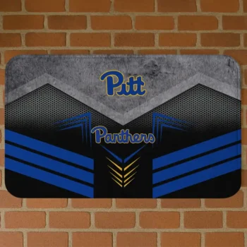 Pittsburgh Panthers Chevron Points Royal Blue Black Doormat