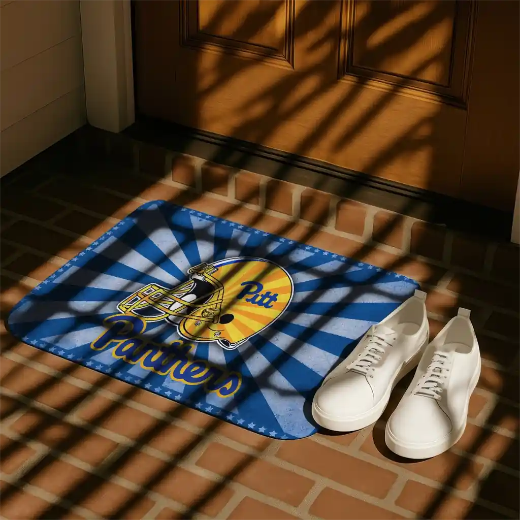 pittsburgh-panthers-helmet-centerpiece-royal-blue-doormat-trendy.webp
