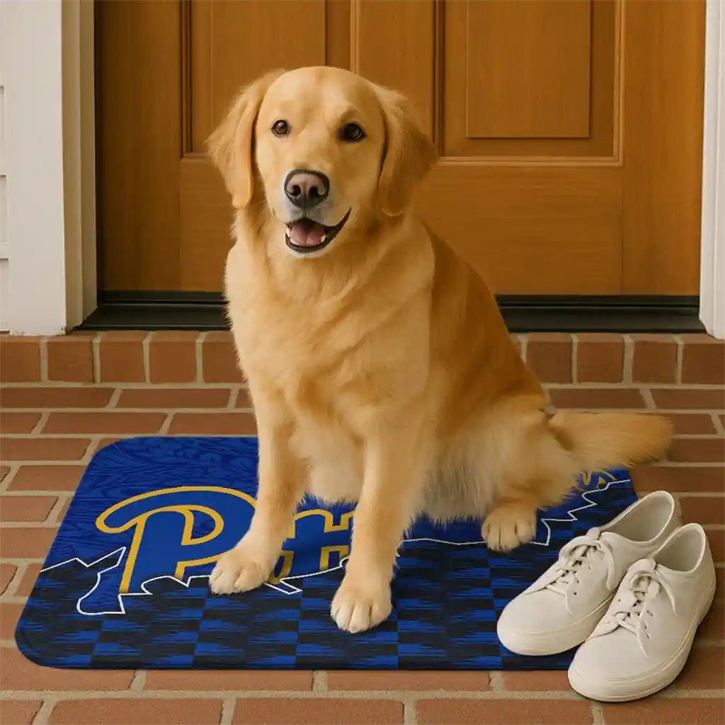pittsburgh-panthers-tribal-detailing-royal-blue-black-doormat-high-quality.webp
