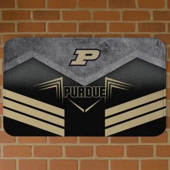 Purdue Boilermakers Chevron Points Gold Black Doormat