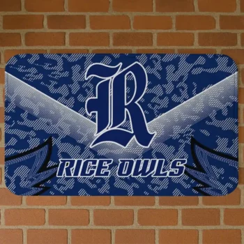 Rice Owls Layered Lines Navy Blue Doormat
