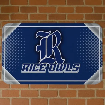 Rice Owls Silver Halftone Navy Blue Doormat