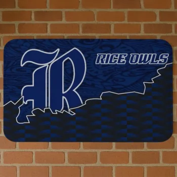 Rice Owls Tribal Detailing Navy Blue Black Doormat