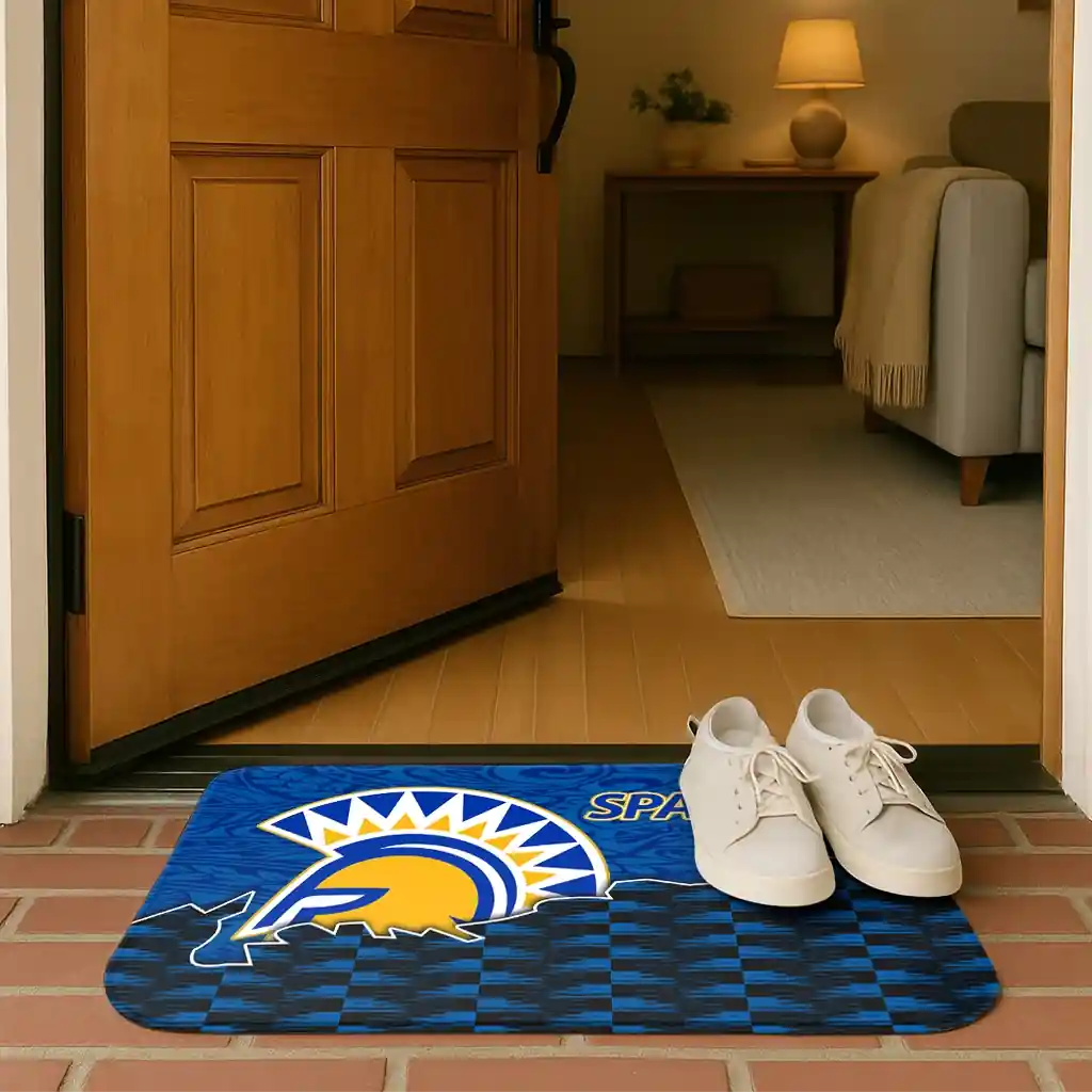 san-jose-state-spartans-tribal-detailing-blue-black-doormat-fashion-forward.webp