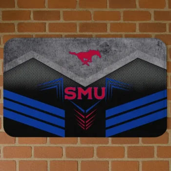 SMU Mustangs Chevron Points Blue Black Doormat