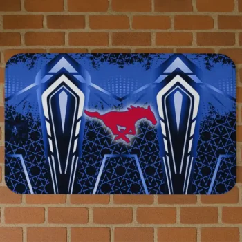 SMU Mustangs Graphic Stripes Blue Doormat