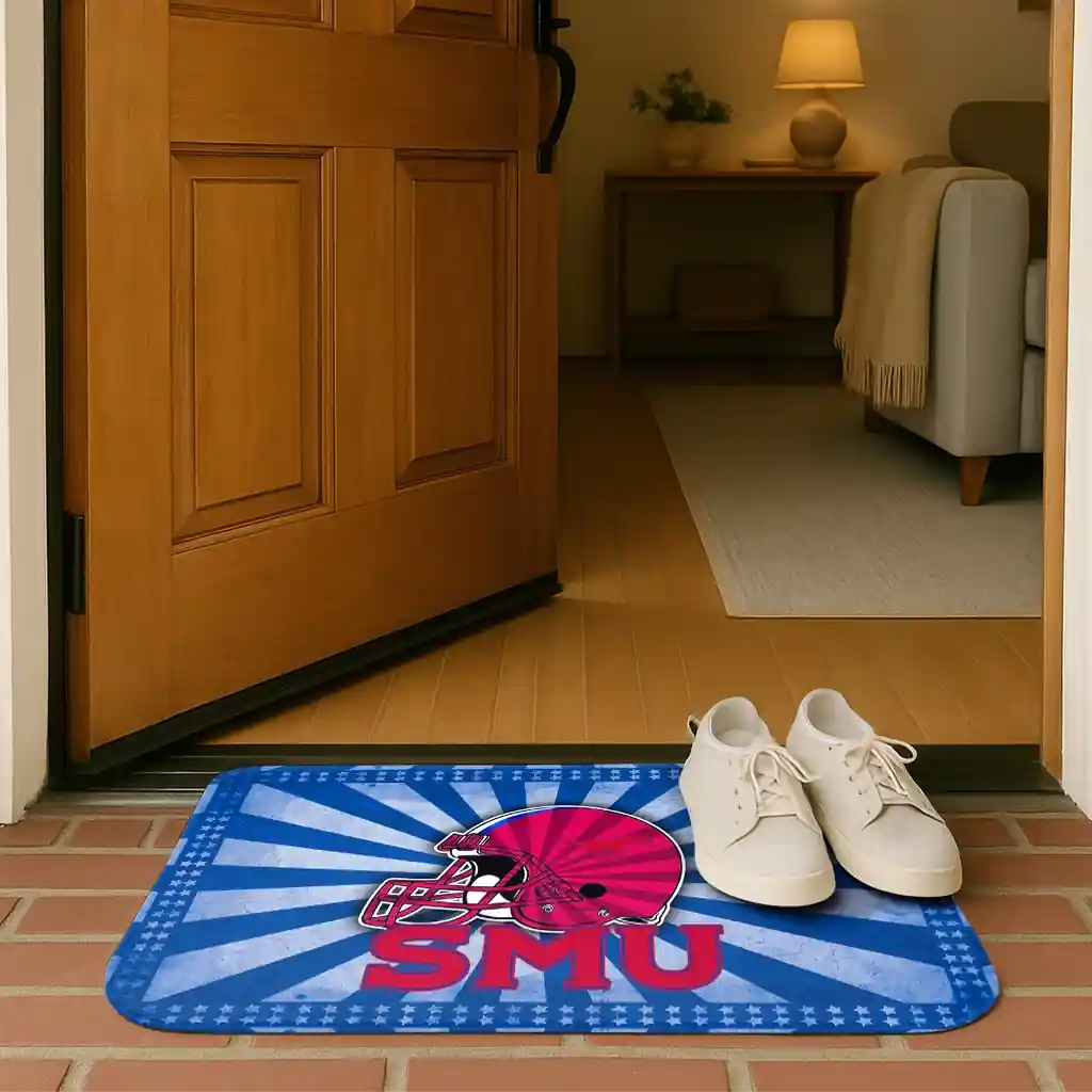 smu-mustangs-helmet-centerpiece-blue-doormat-fashion-forward.webp