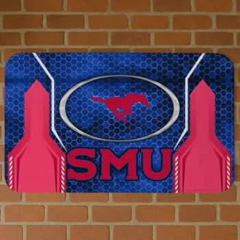 SMU Mustangs Hexagon Oval Blue Doormat