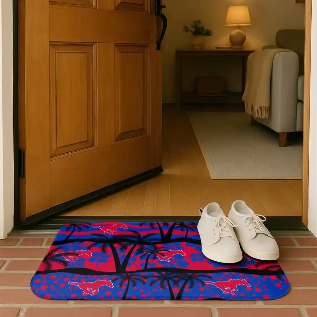 smu-mustangs-palm-silhouette-blue-black-doormat-fashion-forward.webp